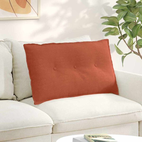 vidaXL Coussin de Dos Rouge orange 80 x 50 cm Tissu en velours c&ocirc;tel&eacute;