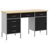 vidaXL Placard de travail 3 pc Noir Bois d'ing&eacute;nierie et acier