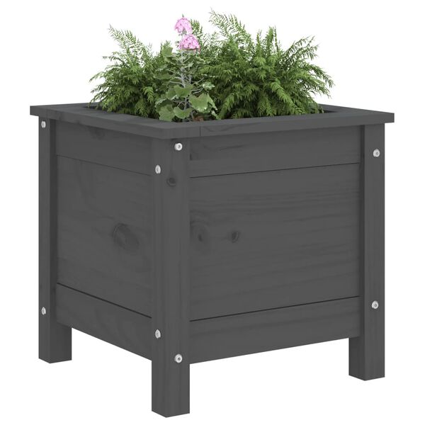 vidaXL Jardinière gris 40x40x39 cm bois massif de pin