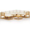 vidaXL Salon de jardin 8 pcs avec coussin Cr&egrave;me Bois d'acacia solide
