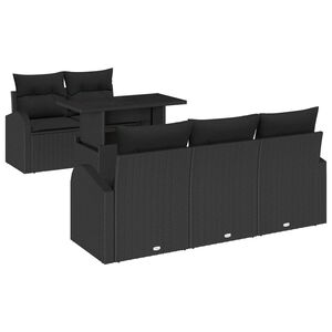 vidaXL Ensemble de canap&eacute; de jardin avec coussin 6 pcs Noir polyrotin