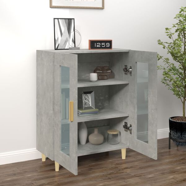 vidaXL Buffet gris béton 69,5x34x90 cm bois d'ingénierie
