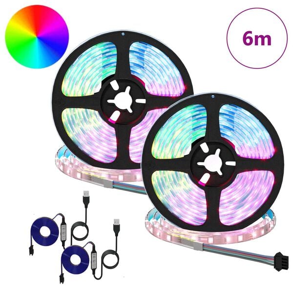 vidaXL Bande LED 2 pcs Noir et Transparent 3000 mm Cuivre et plastique