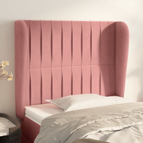 vidaXL T&ecirc;te de lit avec oreilles Rose 103x23x118/128 cm Velours