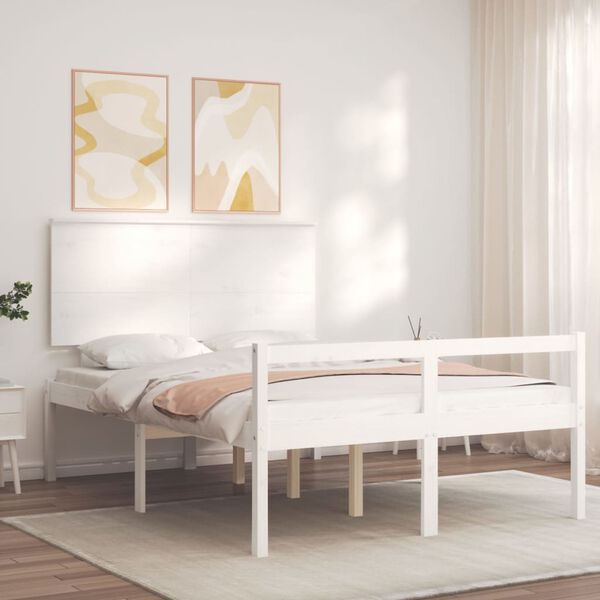 vidaXL Lit pour personne &acirc;g&eacute;e sans matelas blanc 140x200cm bois massif