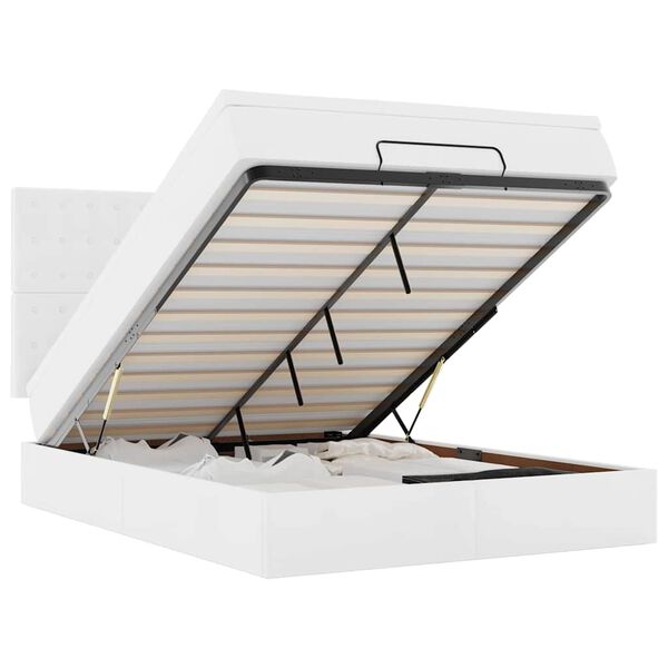 VidaXL Cadre de lit ottoman avec matelas blanc 140x200 cm similicuir