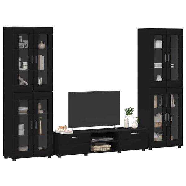 vidaXL Ensemble meuble TV avec tiroir FLORIN Noir Bois d'ing&eacute;nierie
