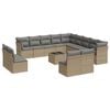 vidaXL Salon de jardin avec coussins 14 pcs beige r&eacute;sine tress&eacute;e