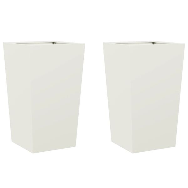 vidaXL Jardini&egrave;res 2 pcs blanc 45x45x75 cm acier