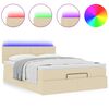 vidaXL Lit ottoman avec matelas et LED cr&egrave;me 140x190 cm tissu
