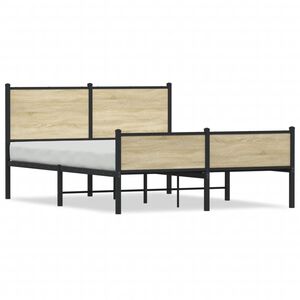 vidaXL Cadre de lit en m&eacute;tal sans matelas ch&ecirc;ne sonoma 137x190 cm