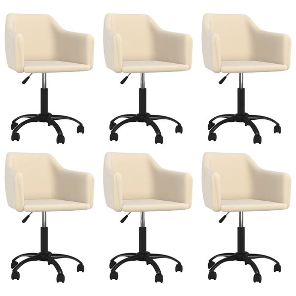 vidaXL Chaises pivotantes &agrave; manger lot de 6 Cr&egrave;me Velours