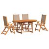 vidaXL Ensemble &agrave; manger de jardin 5pcs bois d'acacia solide textil&egrave;ne