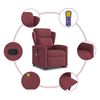 vidaXL Fauteuil inclinable de massage Rouge bordeaux Tissu