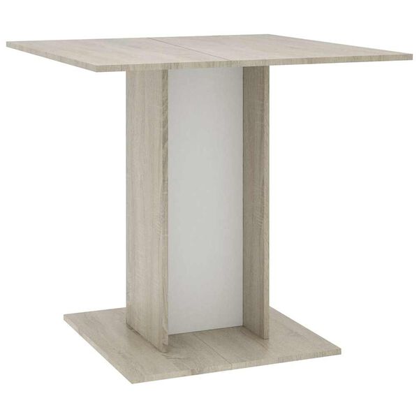 vidaXL Table à dîner Blanc et chêne sonoma 80 x 80 x 75 cm Aggloméré