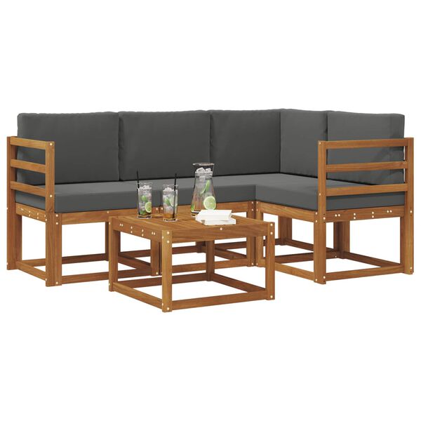 vidaXL Ensemble de canap&eacute;s d'ext&eacute;rieur 5 pcs Naturel et Anthracite