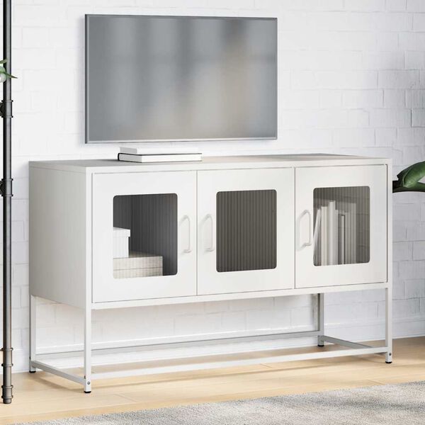 vidaXL Meuble TV blanc 100,5x39x60,5 cm acier lamin&eacute; &agrave; froid