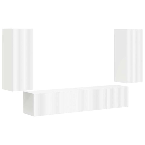 vidaXL Ensemble de meuble TV mural 4 pcs Blanc Bois d'ing&eacute;nierie