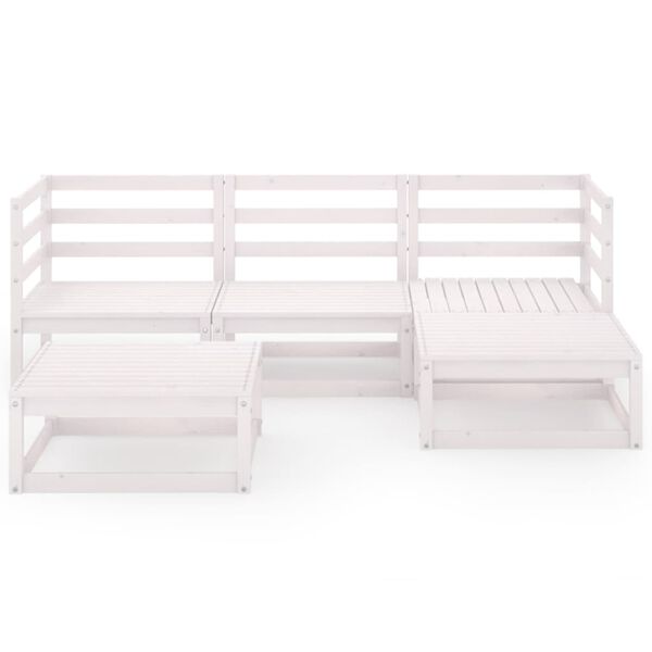 vidaXL Salon de jardin 5 pcs Blanc Bois de pin massif