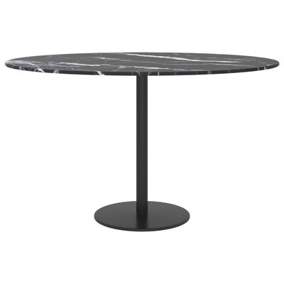 vidaXL Dessus de table noir Ø70x0,8cm verre trempé avec design marbre