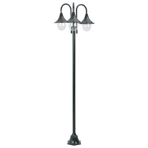 vidaXL Lampadaire de jardin E27 220cm Aluminium 3 lanternes Vert fonc&eacute;