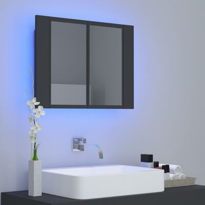 vidaXL Armoire de salle de bain à miroir LED Gris 60x12x45 Acrylique