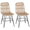 vidaXL Chaise de salle &agrave; manger 2 pc Rattan et Acier Naturel