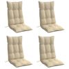 vidaXL Coussins de chaise &agrave; dossier haut lot de 4 beige tissu oxford