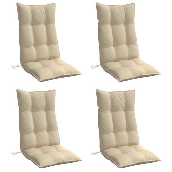 vidaXL Coussins de chaise &agrave; dossier haut lot de 4 beige tissu oxford