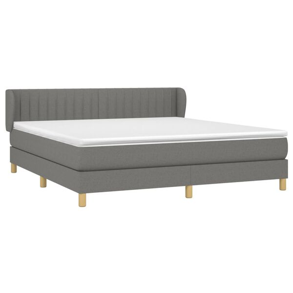 vidaXL Sommier &agrave; lattes de lit avec matelas Gris fonc&eacute; 180x200cm Tissu