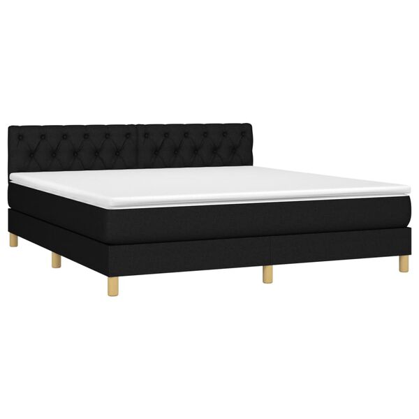 vidaXL Sommier &agrave; lattes de lit avec matelas Noir 160x200 cm Tissu