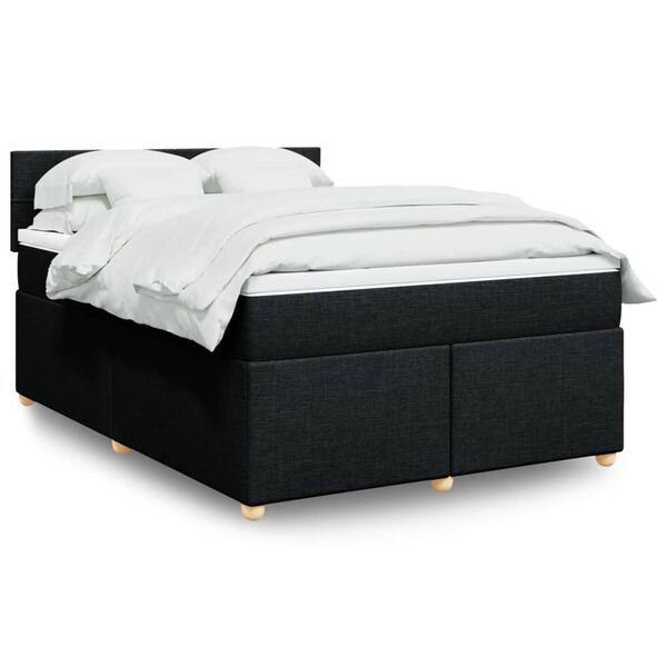 vidaXL Sommier &agrave; lattes de lit avec matelas Noir 160x200 cm Tissu