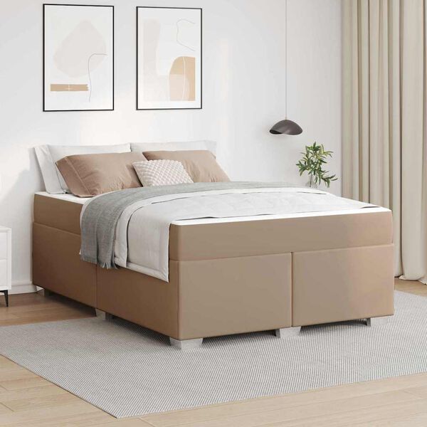 vidaXL Cadre de lit avec matelas Cappuccino 160 x 200 cm tissu
