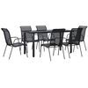 vidaXL Ensemble &agrave; manger de jardin 7 pcs noir textil&egrave;ne et acier