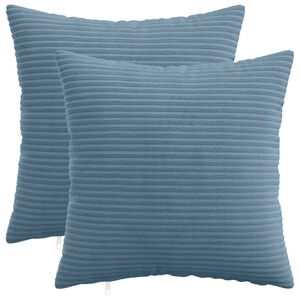 vidaXL Housse de coussin 2 pcs HEERLEN Bleu 30 x 30 cm velours c&ocirc;tel&eacute;