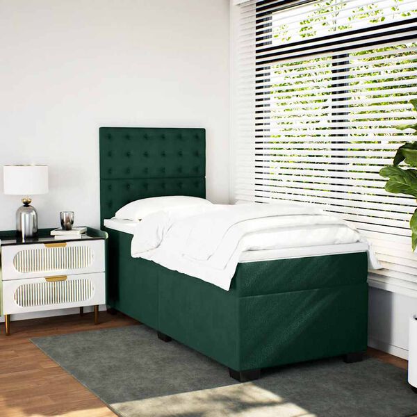 vidaXL Sommier &agrave; lattes de lit et matelas Vert fonc&eacute; 80x200 cm Velours