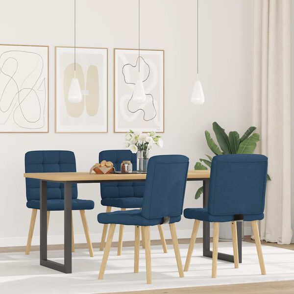 vidaXL Chaises &agrave; manger lot de 4 bleu tissu