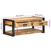 vidaXL Table basse 90x50x38 cm bois de manguier massif brut