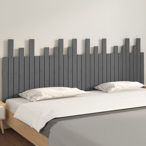 vidaXL T&ecirc;te de lit murale Gris 204x3x80 cm Bois massif de pin