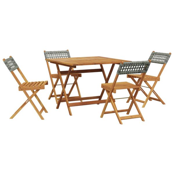 vidaXL Ensemble &agrave; manger de jardin 5 pcs r&eacute;sine tress&eacute;e et bois massif