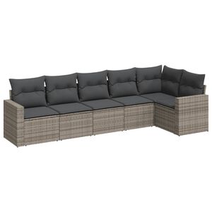 vidaXL Salon de jardin 6 pcs avec coussins gris r&eacute;sine tress&eacute;e