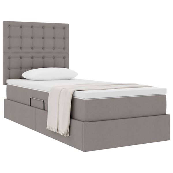 vidaXL Lit avec rangement et matelas Taupe 90 x 200 cm Polyester