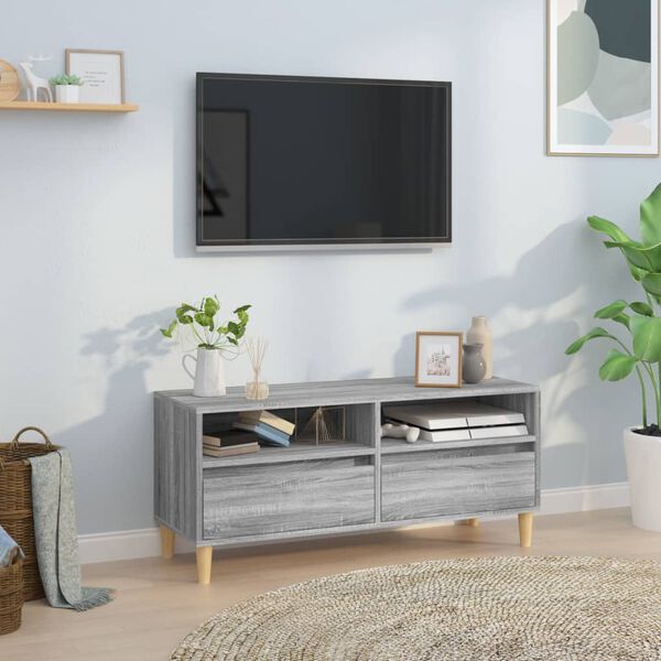 vidaXL Meuble TV sonoma gris 100x34,5x44,5 cm bois d'ing&eacute;nierie