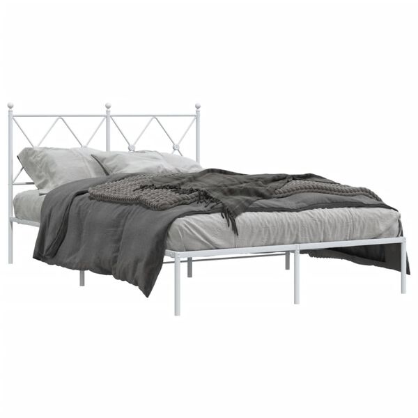vidaXL Cadre de lit m&eacute;tal sans matelas et t&ecirc;te de lit blanc 120x200 cm