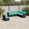 vidaXL Salon de jardin 9 pcs avec coussins noir r&eacute;sine tress&eacute;e