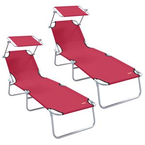 vidaXL Transat 2 pc Polyester Rouge