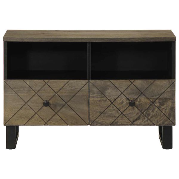 vidaXL Meuble TV noir 70x33x46 cm bois massif de manguier