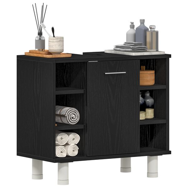 vidaXL Cabinet de salle de bain avec porte Ch&ecirc;ne noir 60 x 32 x 54 cm