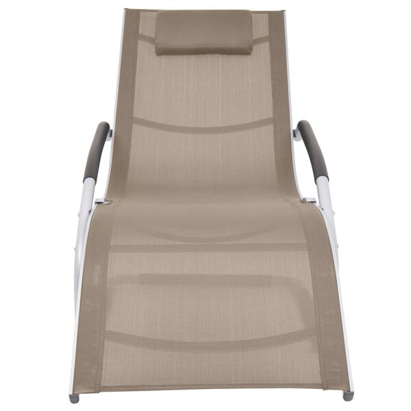 vidaXL Chaise longue avec oreiller Aluminium et textilène Taupe