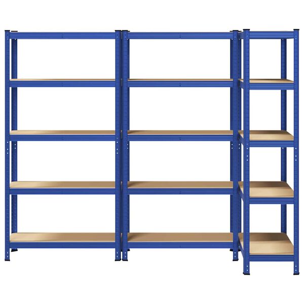 vidaXL Étagères de rangement à 5 niveaux 3 pcs Bleu